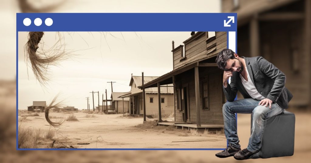 webindays- a website or business website with no traffic, a man frustrated next to it, as a business owner